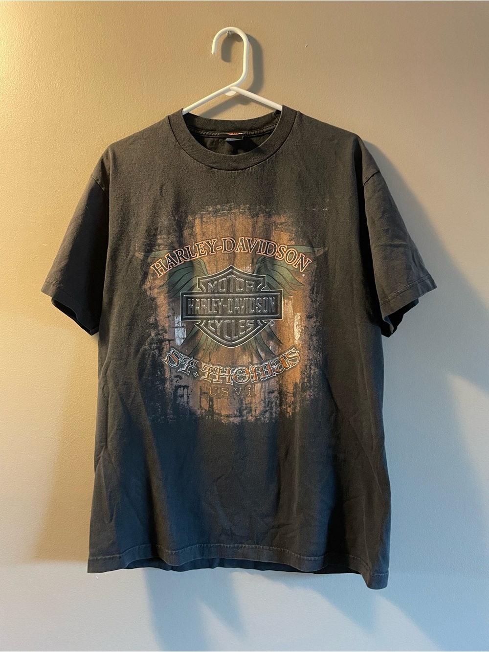 Harley-Davidson Black Short Sleeve Logo Tee with Rust Accent